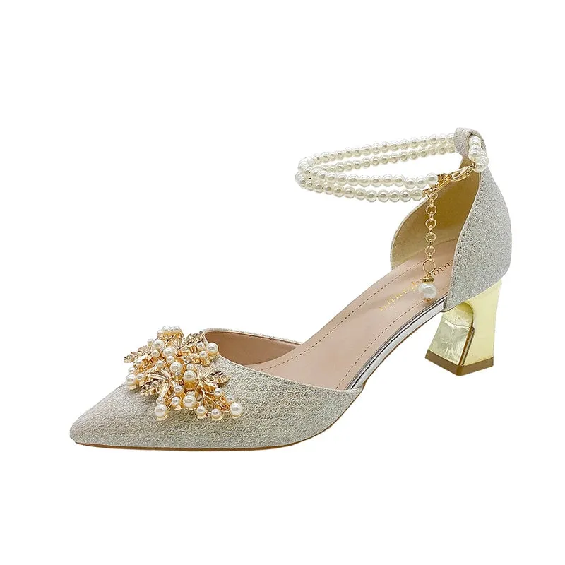 Pearl Beaded High Heels