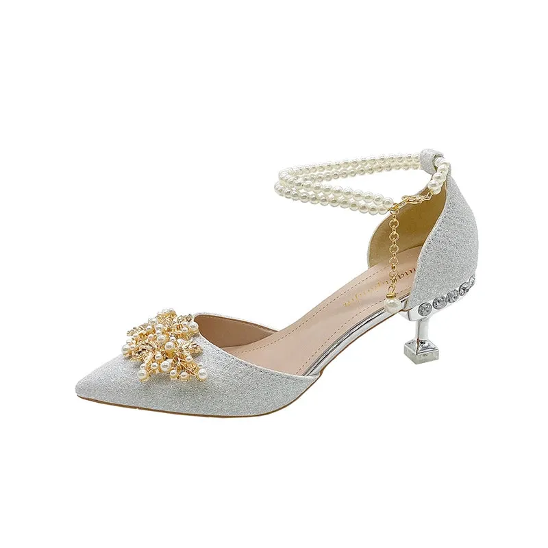 Pearl Beaded High Heels