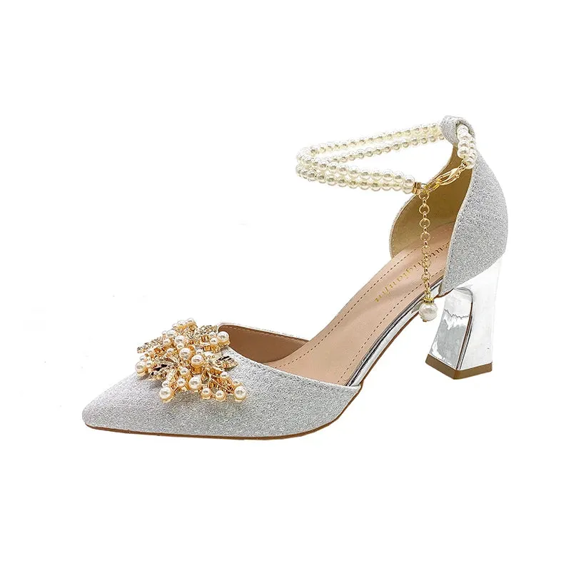Pearl Beaded High Heels