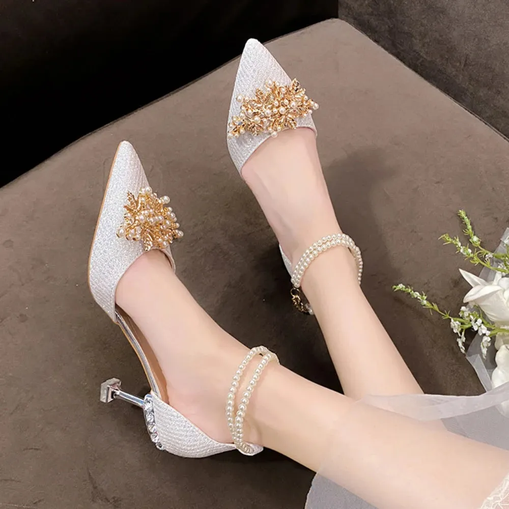 Pearl Beaded High Heels