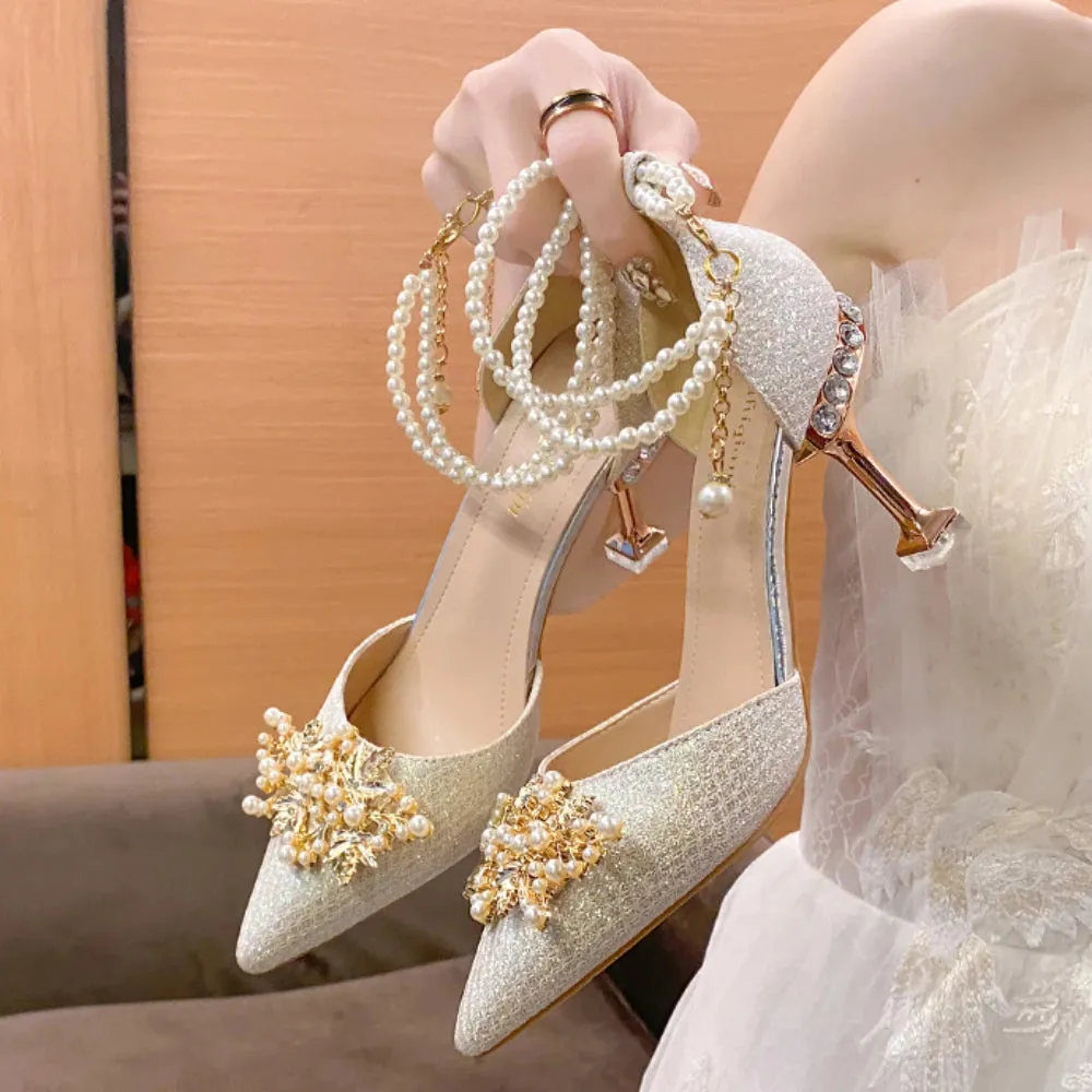 Pearl Beaded High Heels