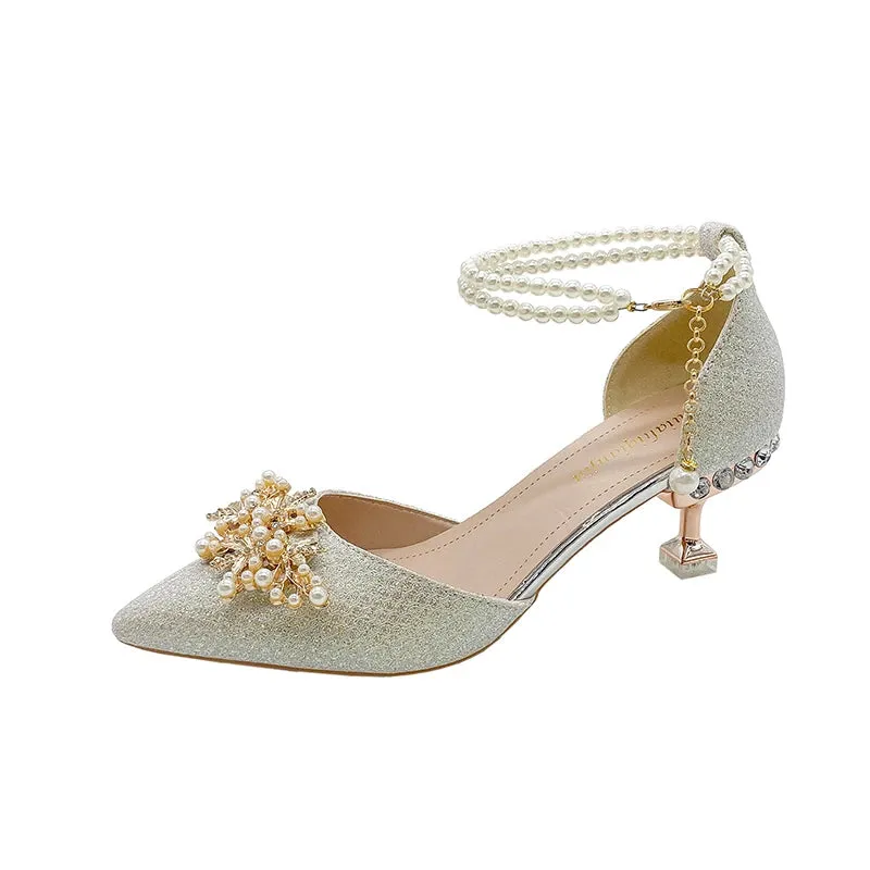 Pearl Beaded High Heels