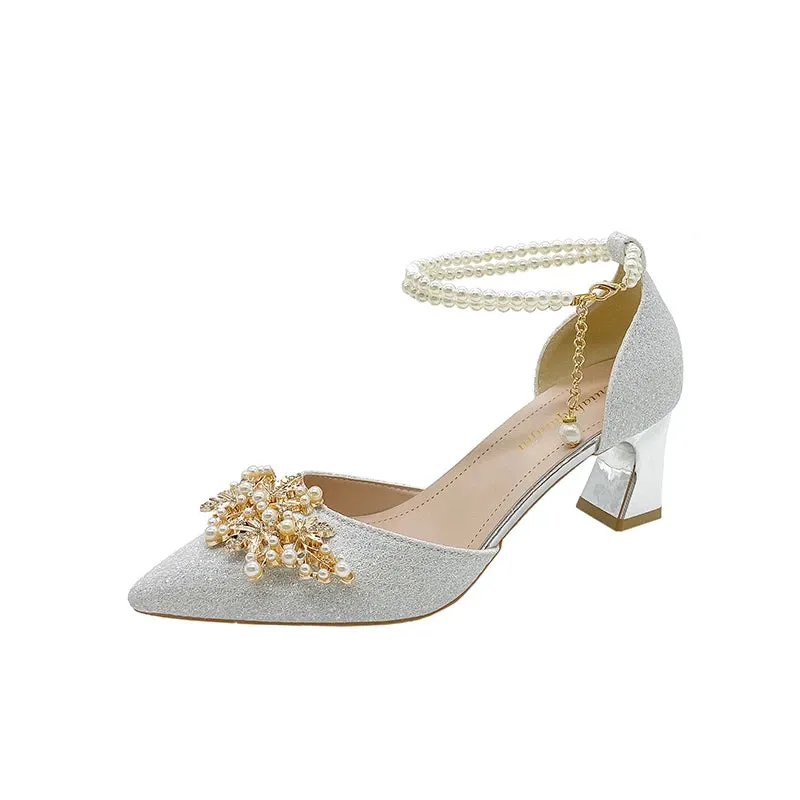Pearl Beaded High Heels