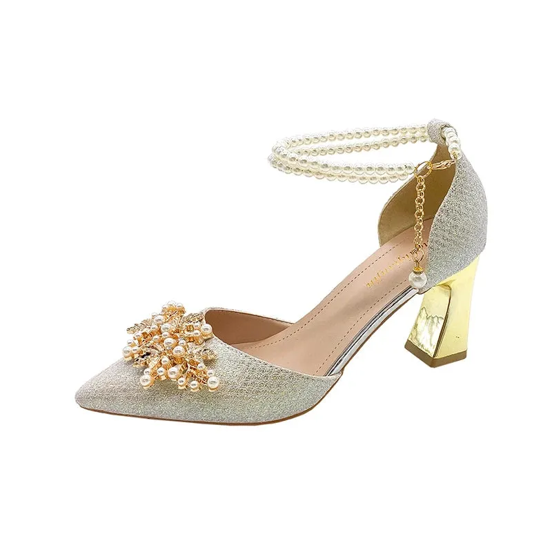 Pearl Beaded High Heels