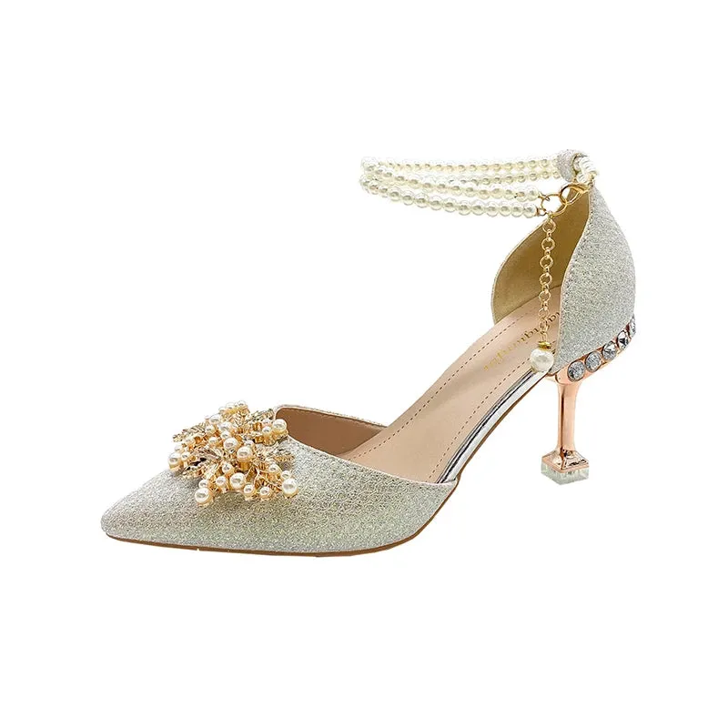 Pearl Beaded High Heels