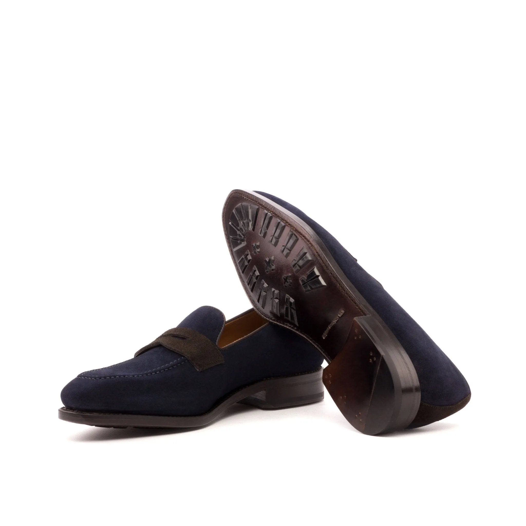 Penny Loafer in Navy and Brown Suede