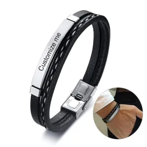 Personalized Men's Leather Bracelet