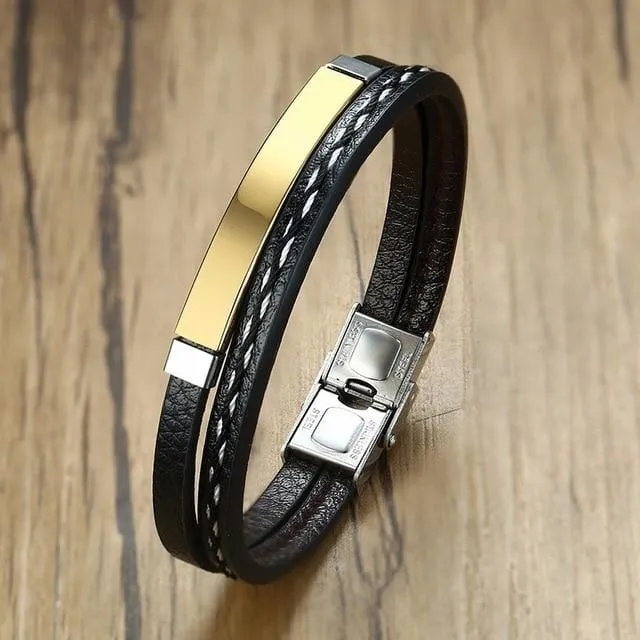Personalized Men's Leather Bracelet