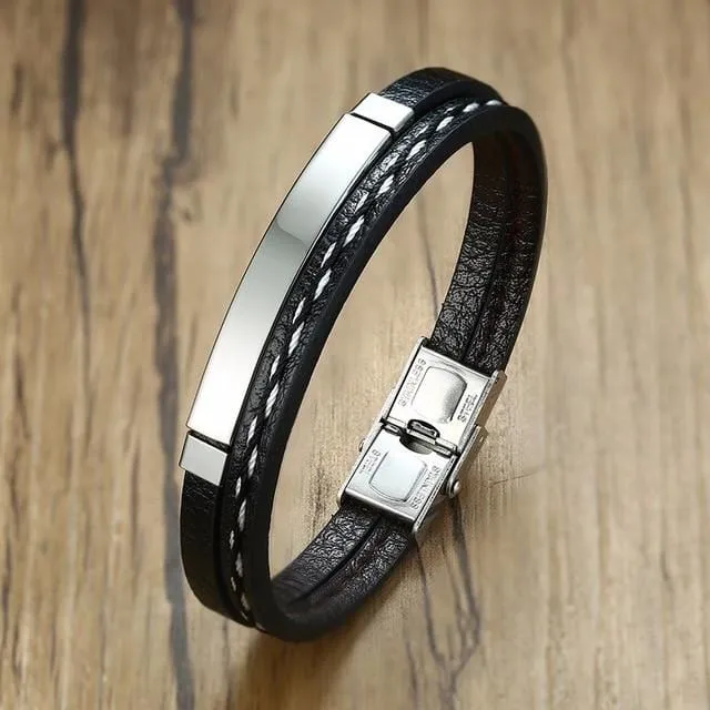 Personalized Men's Leather Bracelet
