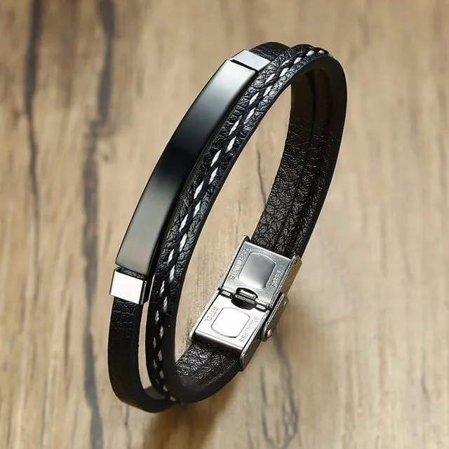 Personalized Men's Leather Bracelet