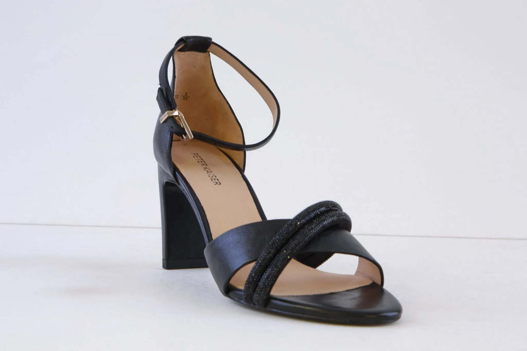PETER KAISER - 78344-022 HIGH HEEL ANKLE STRAP SANDAL - BLACK