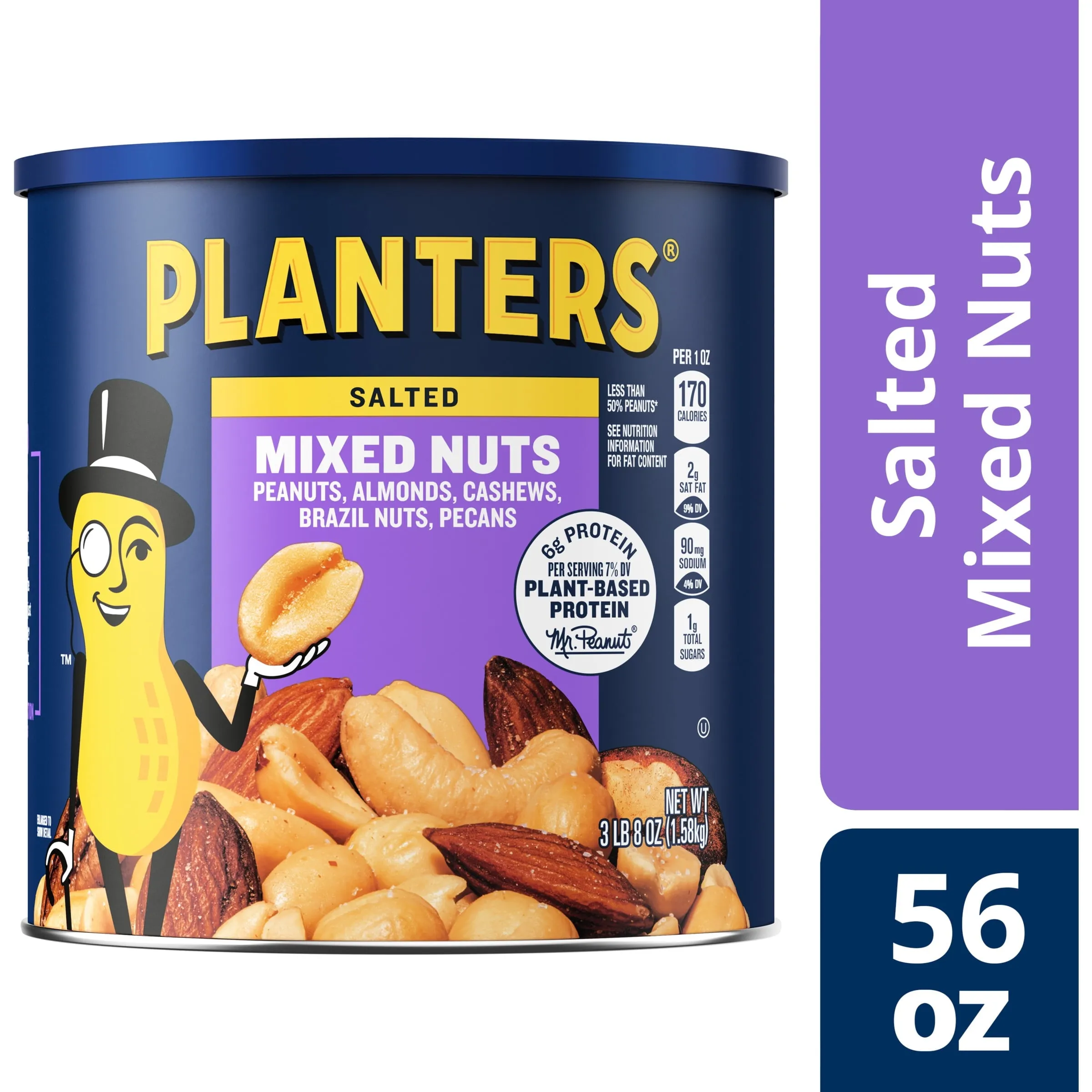 Planters Mixed Nuts Peanuts, Almonds, Cashews, Sea Salt, 3.5 Lb Canister