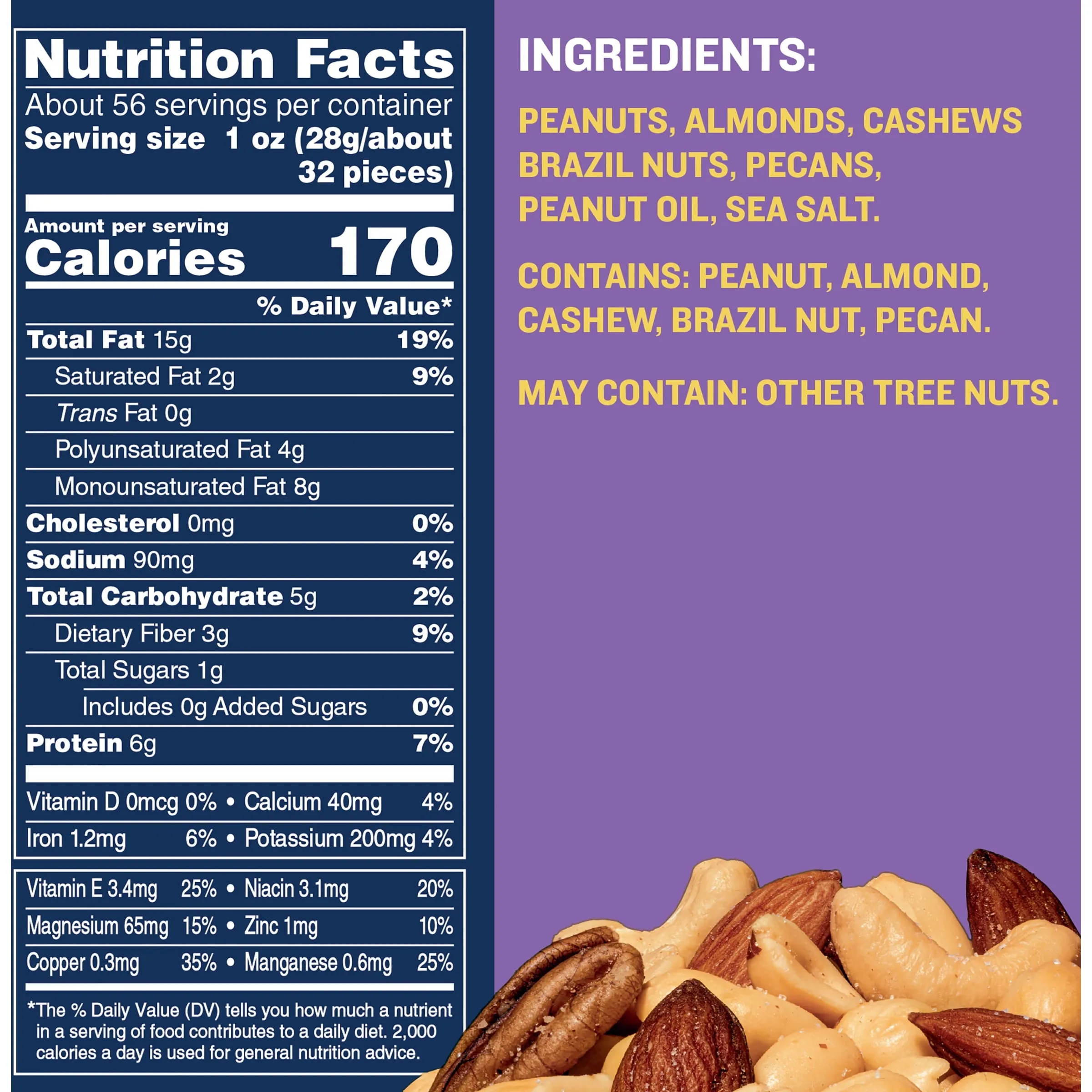 Planters Mixed Nuts Peanuts, Almonds, Cashews, Sea Salt, 3.5 Lb Canister