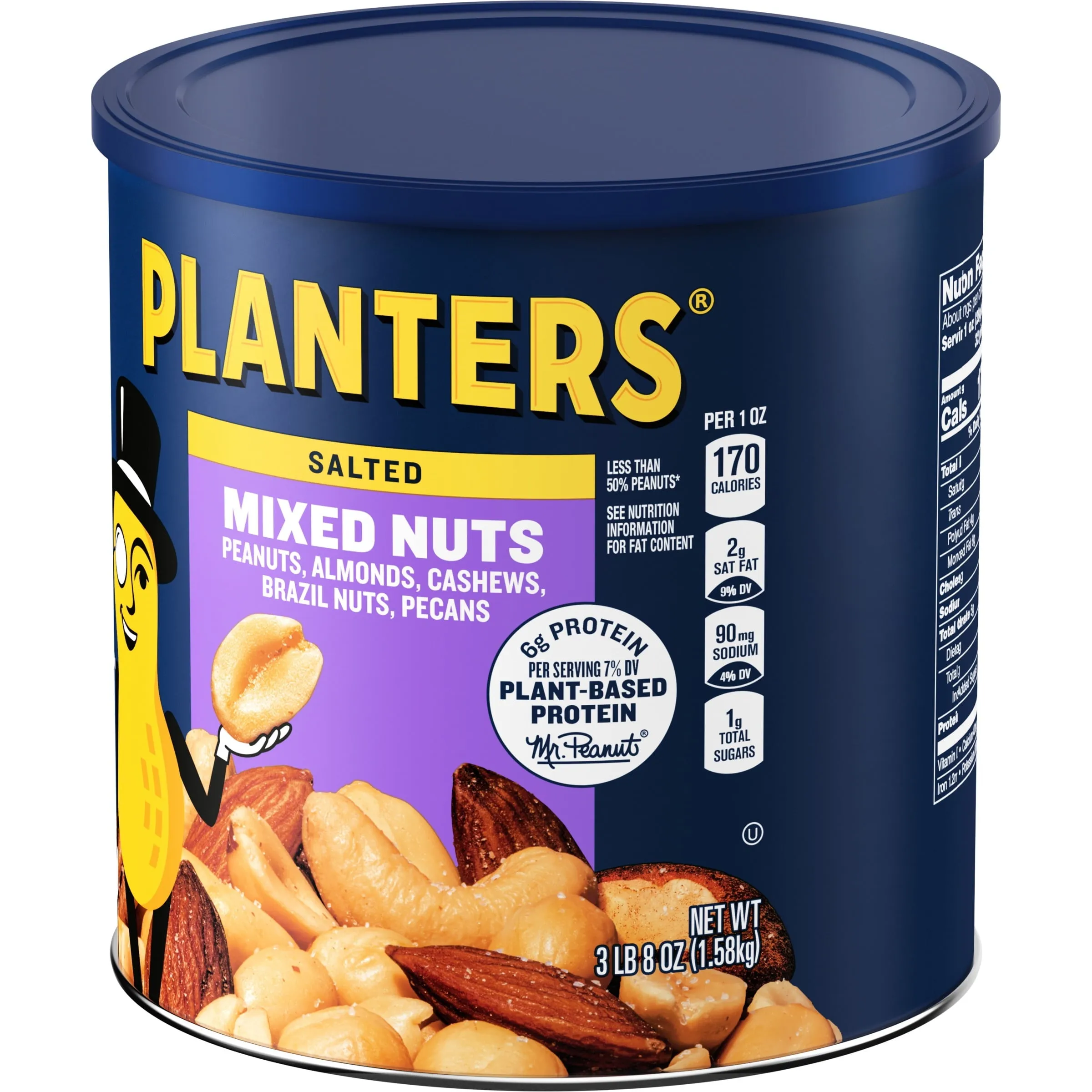 Planters Mixed Nuts Peanuts, Almonds, Cashews, Sea Salt, 3.5 Lb Canister
