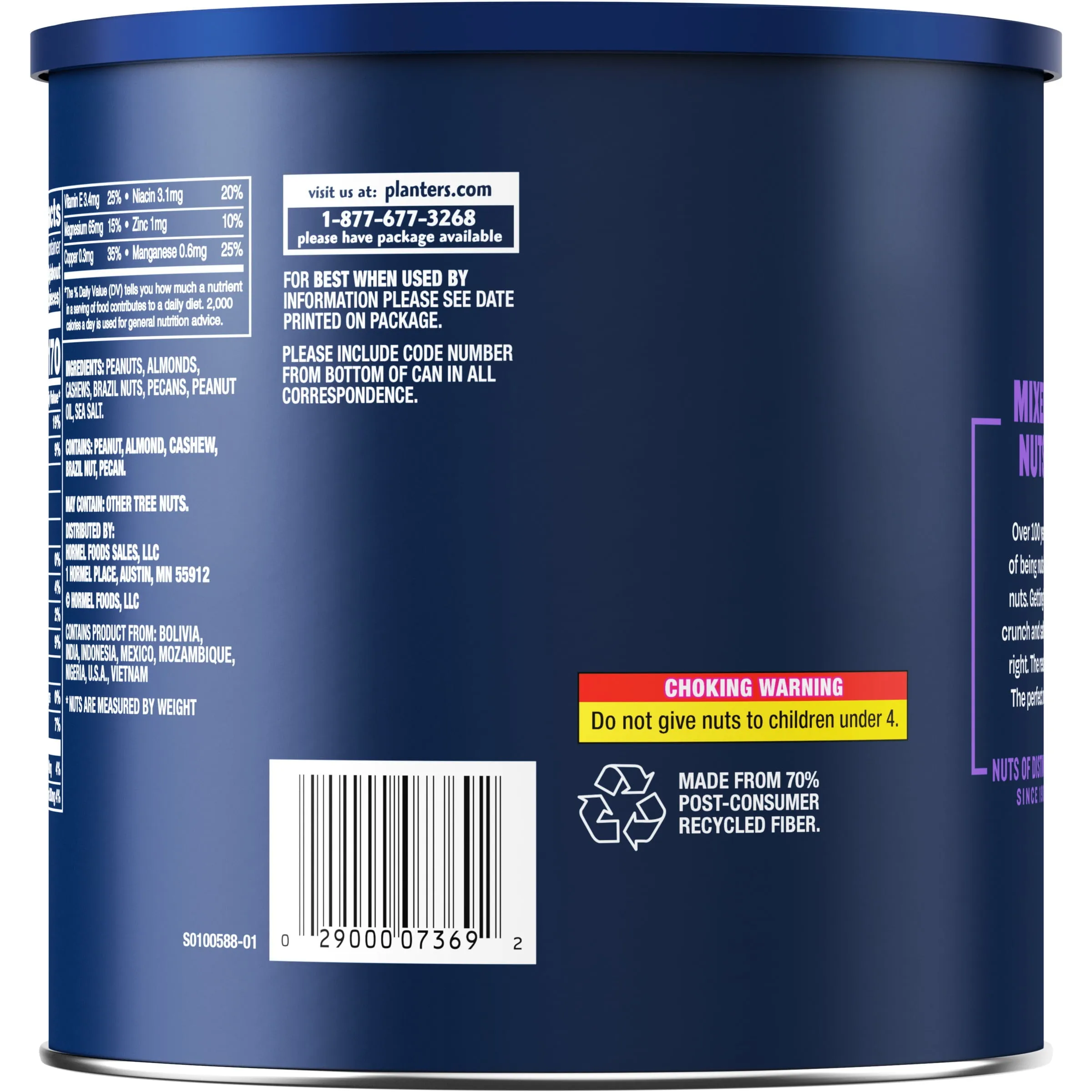 Planters Mixed Nuts Peanuts, Almonds, Cashews, Sea Salt, 3.5 Lb Canister