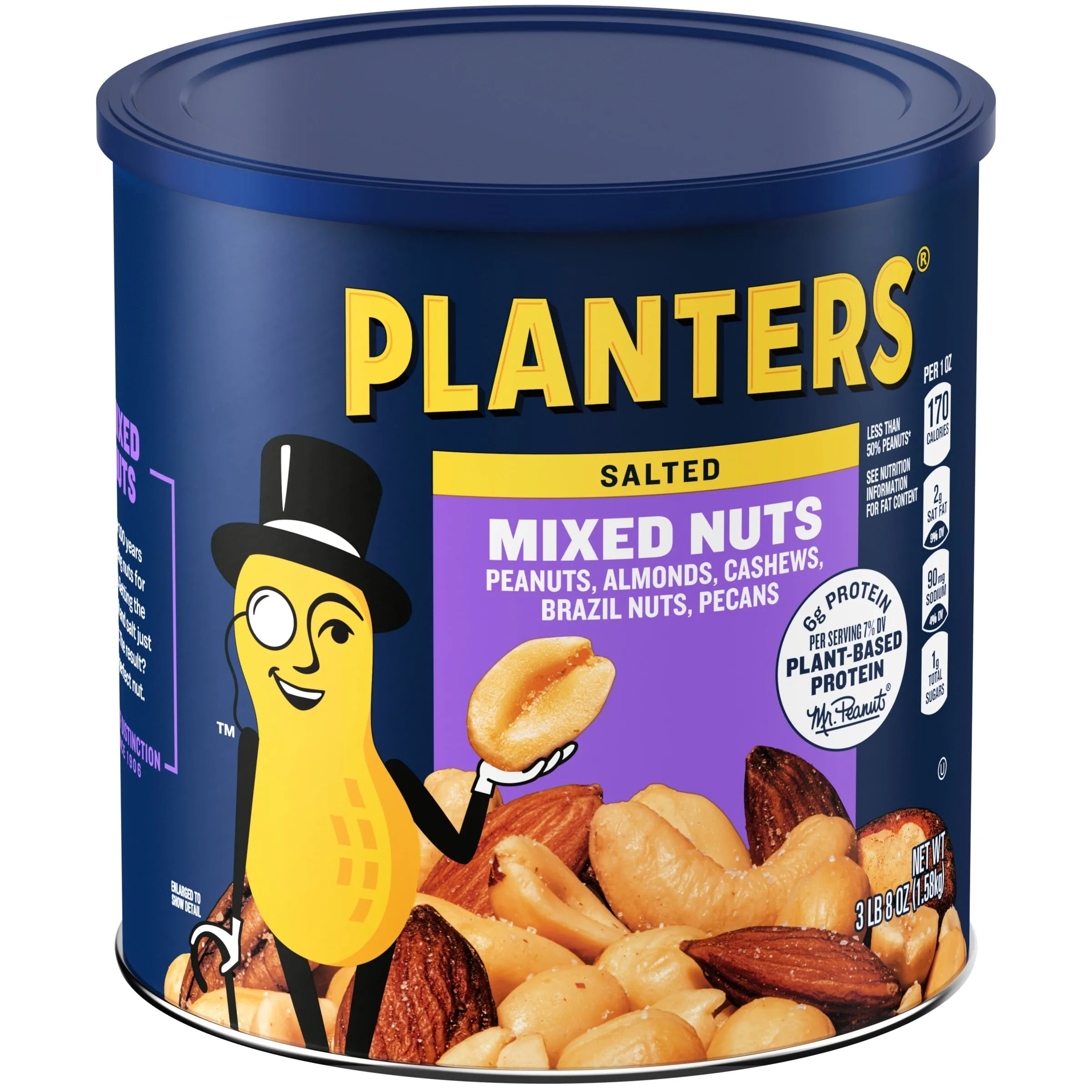 Planters Mixed Nuts Peanuts, Almonds, Cashews, Sea Salt, 3.5 Lb Canister