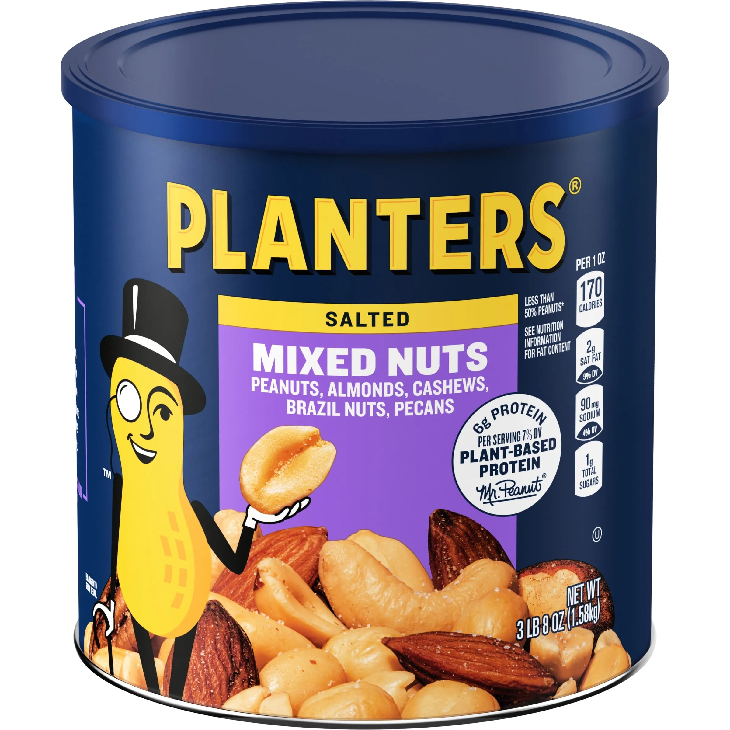 Planters Mixed Nuts Peanuts, Almonds, Cashews, Sea Salt, 3.5 Lb Canister