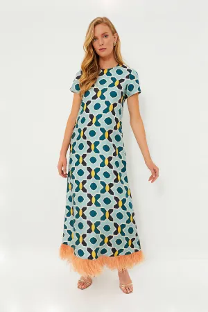 Plaza Swing Dress with Feathers