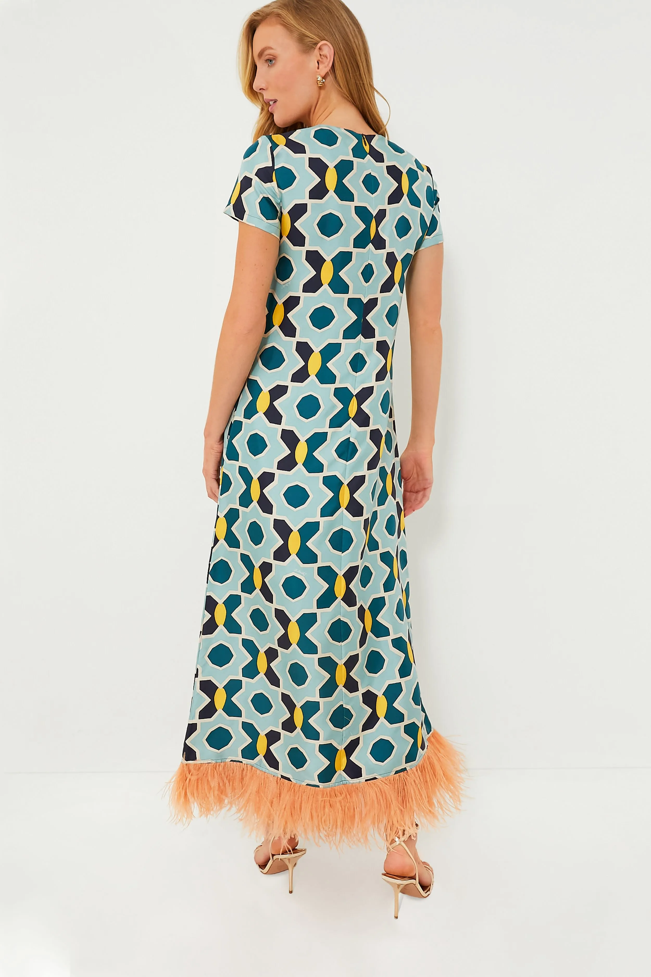 Plaza Swing Dress with Feathers