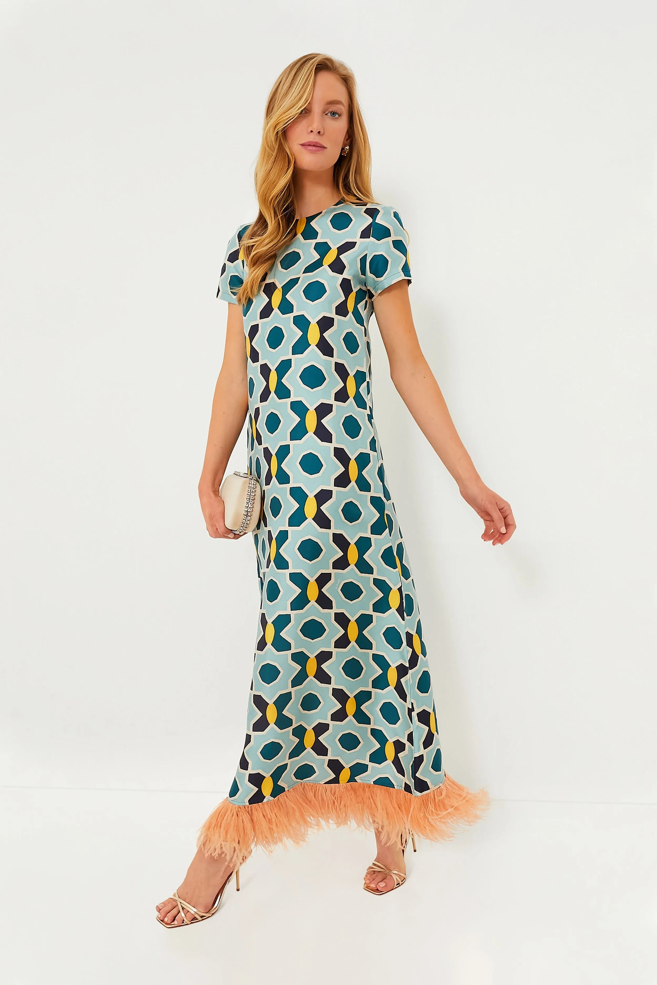 Plaza Swing Dress with Feathers