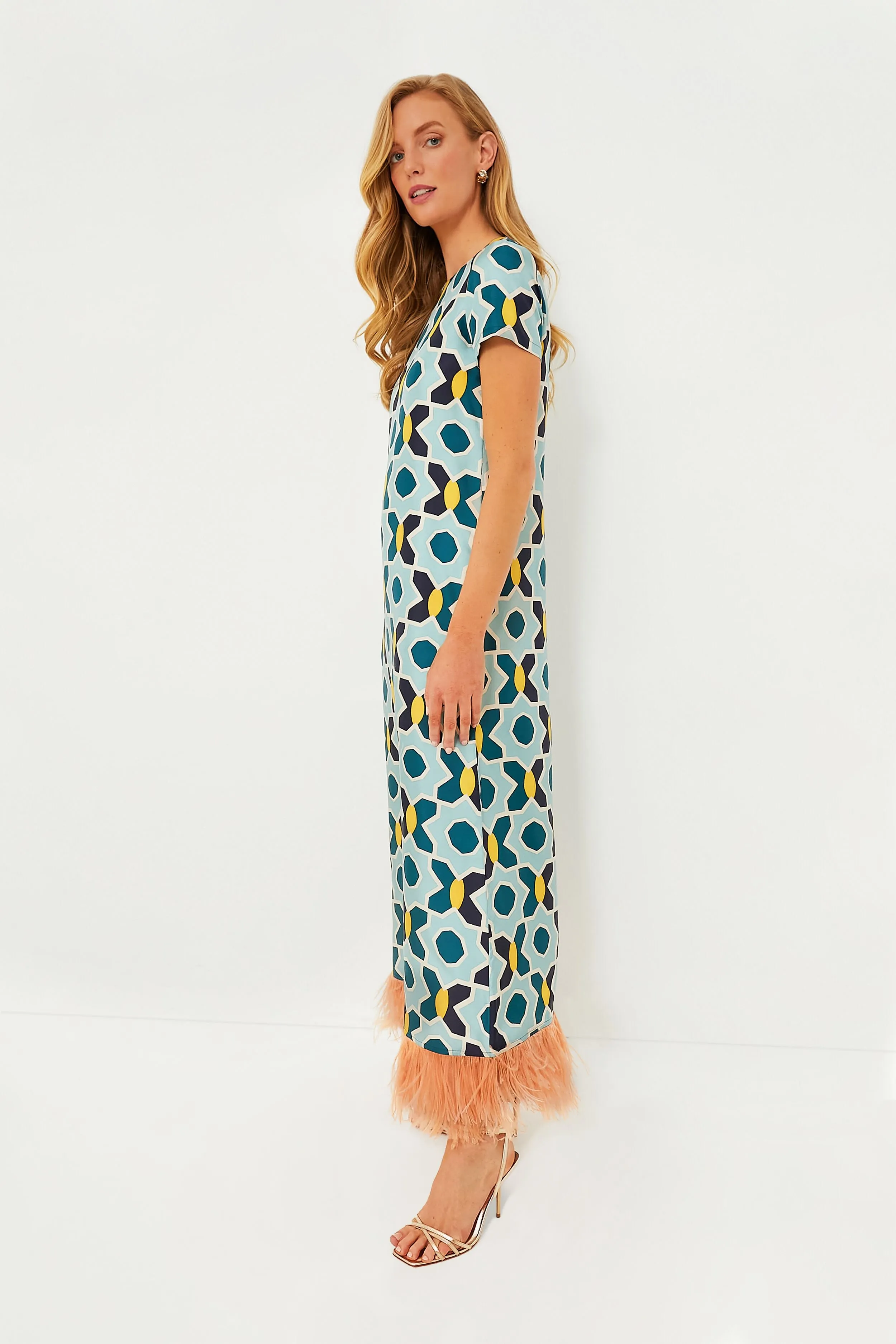 Plaza Swing Dress with Feathers