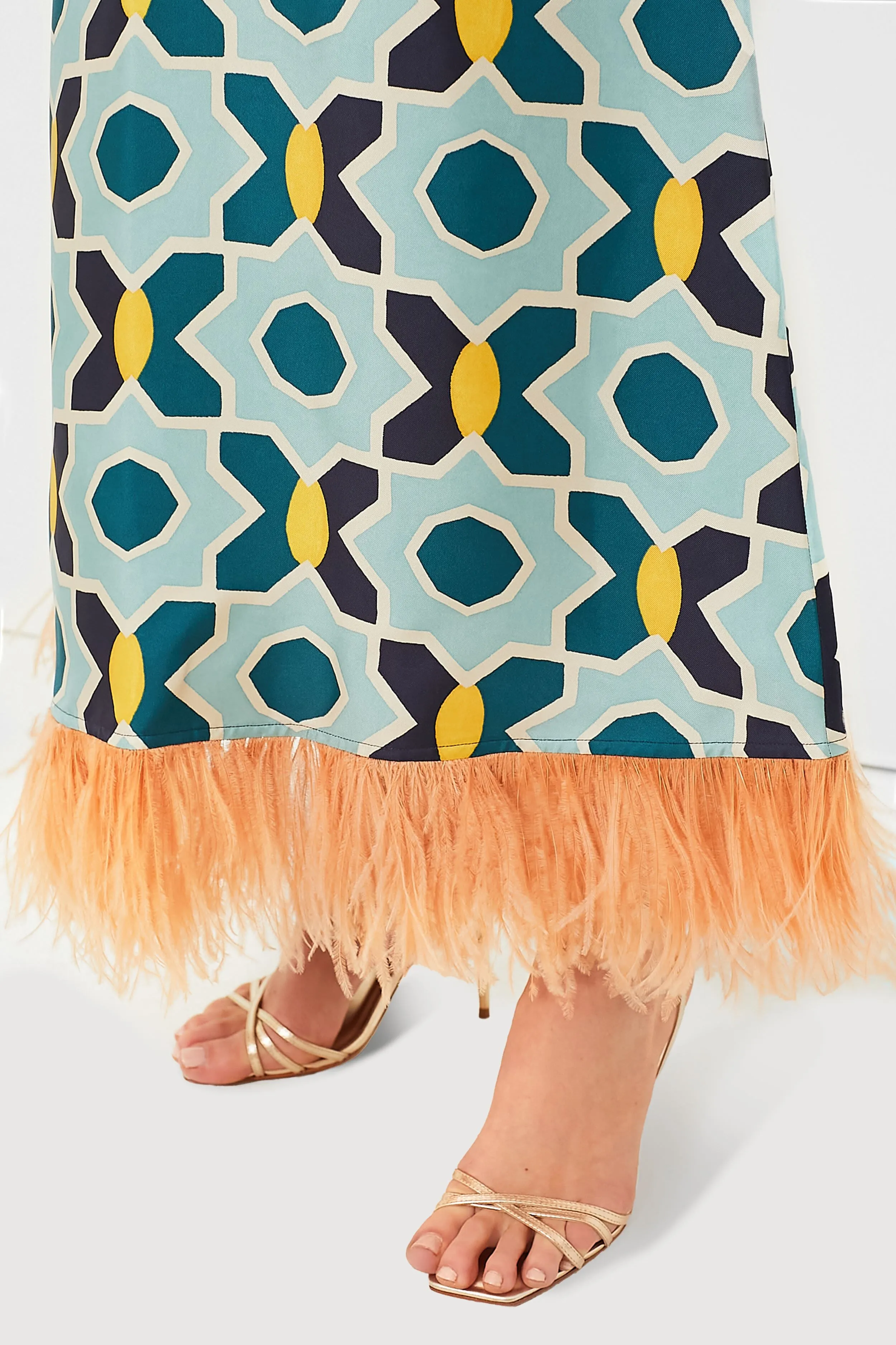 Plaza Swing Dress with Feathers
