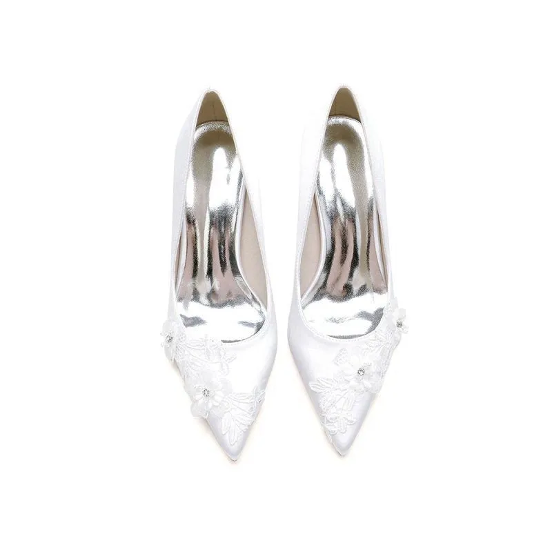 Pointed Toe Low Heels with Lace