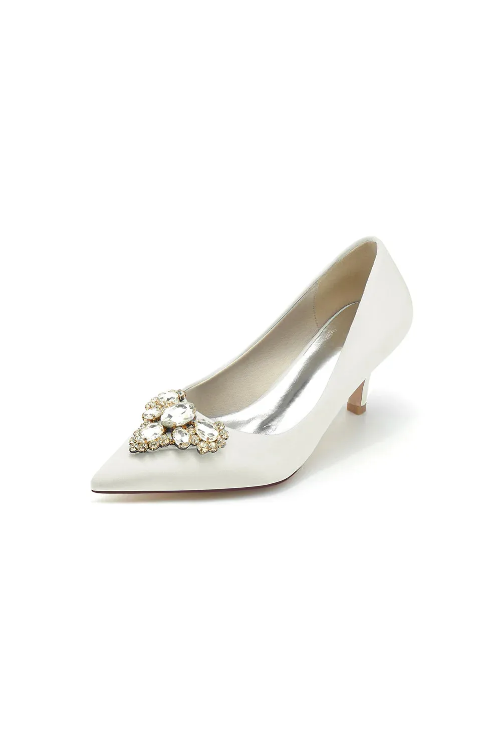 Pointed Toe Stiletto Heels with Rhinestone