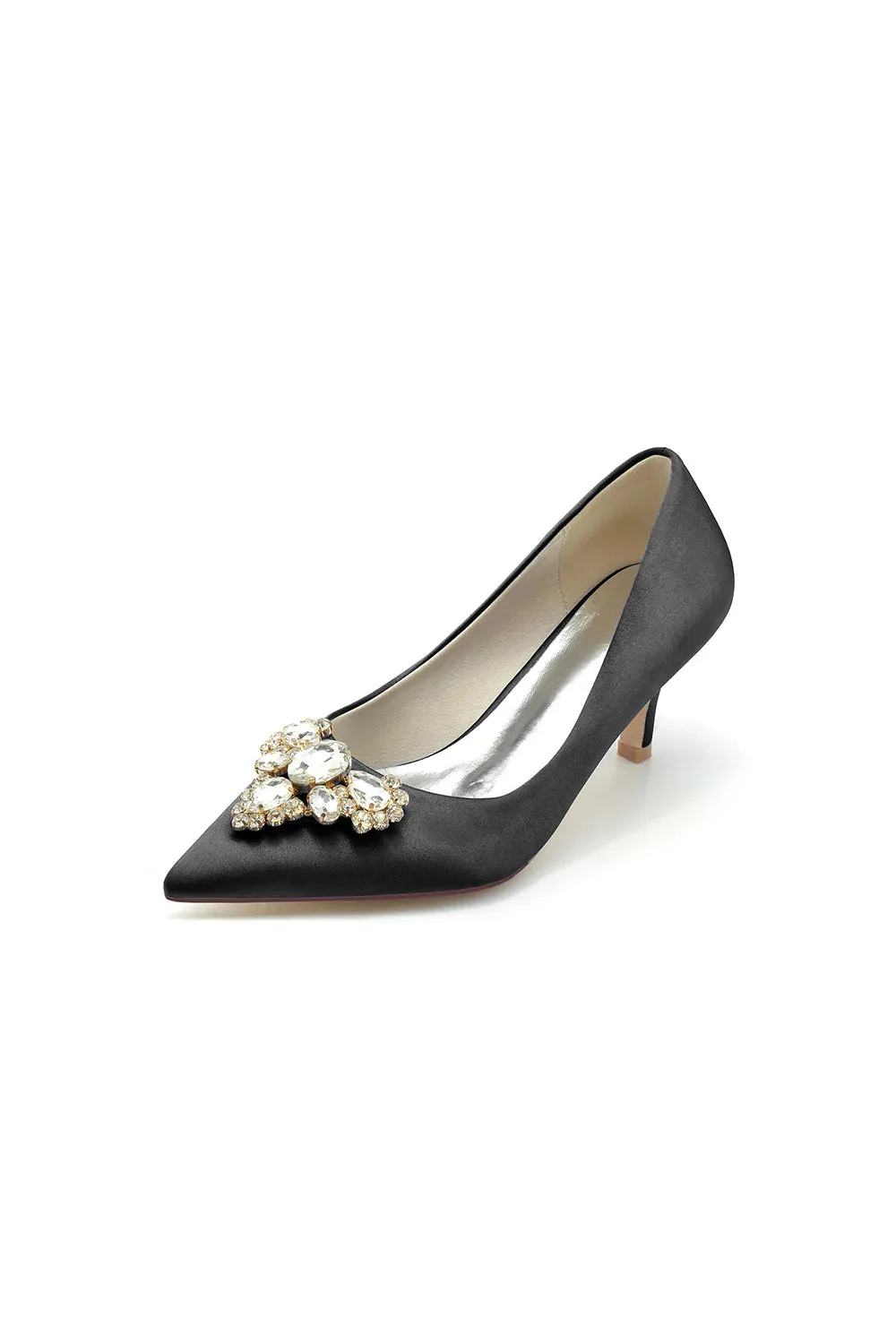 Pointed Toe Stiletto Heels with Rhinestone