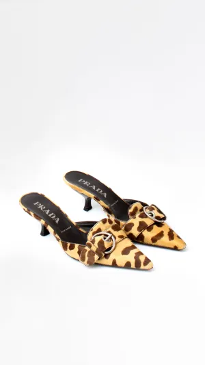 Prada Pony Hair Buckle Heels