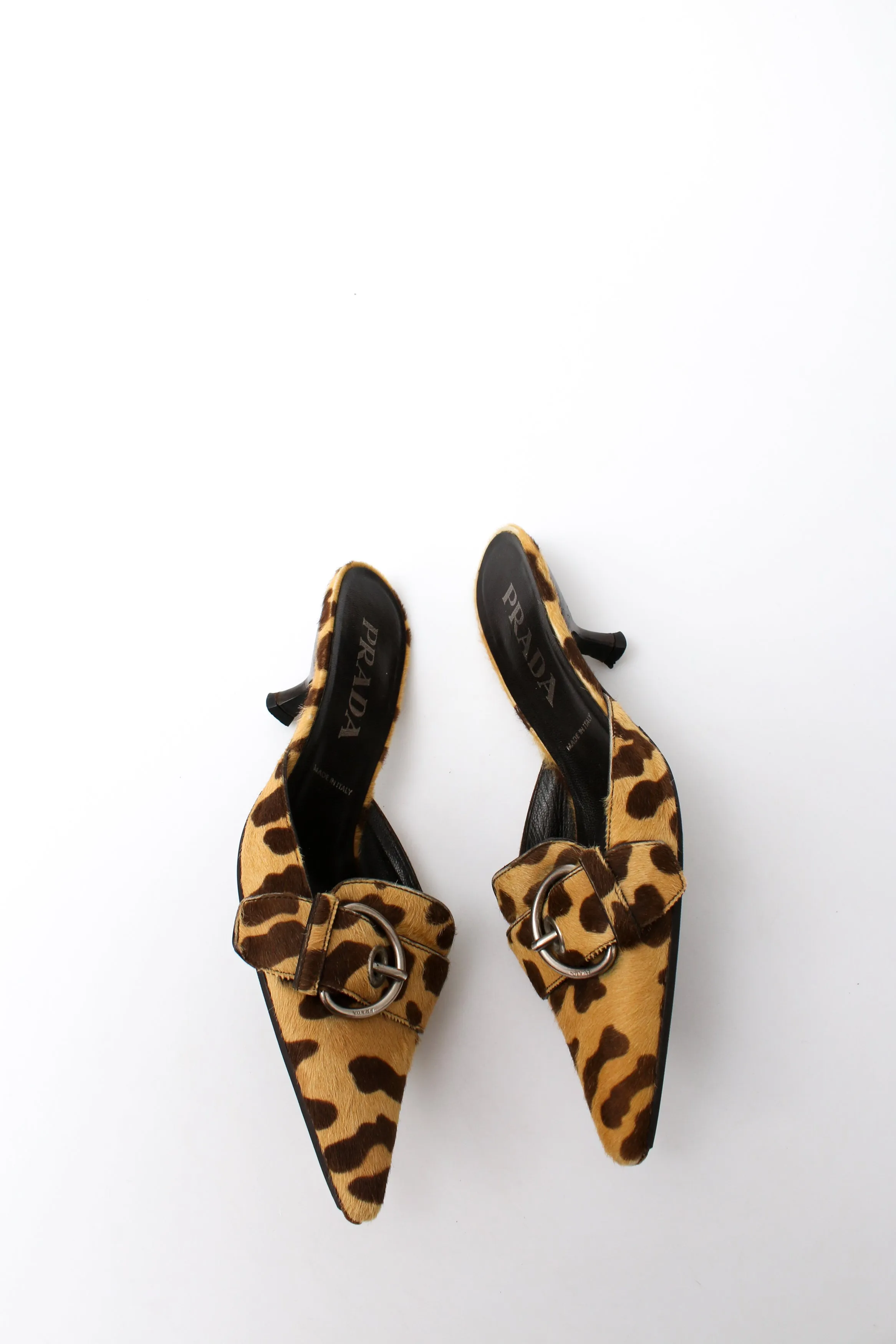 Prada Pony Hair Buckle Heels