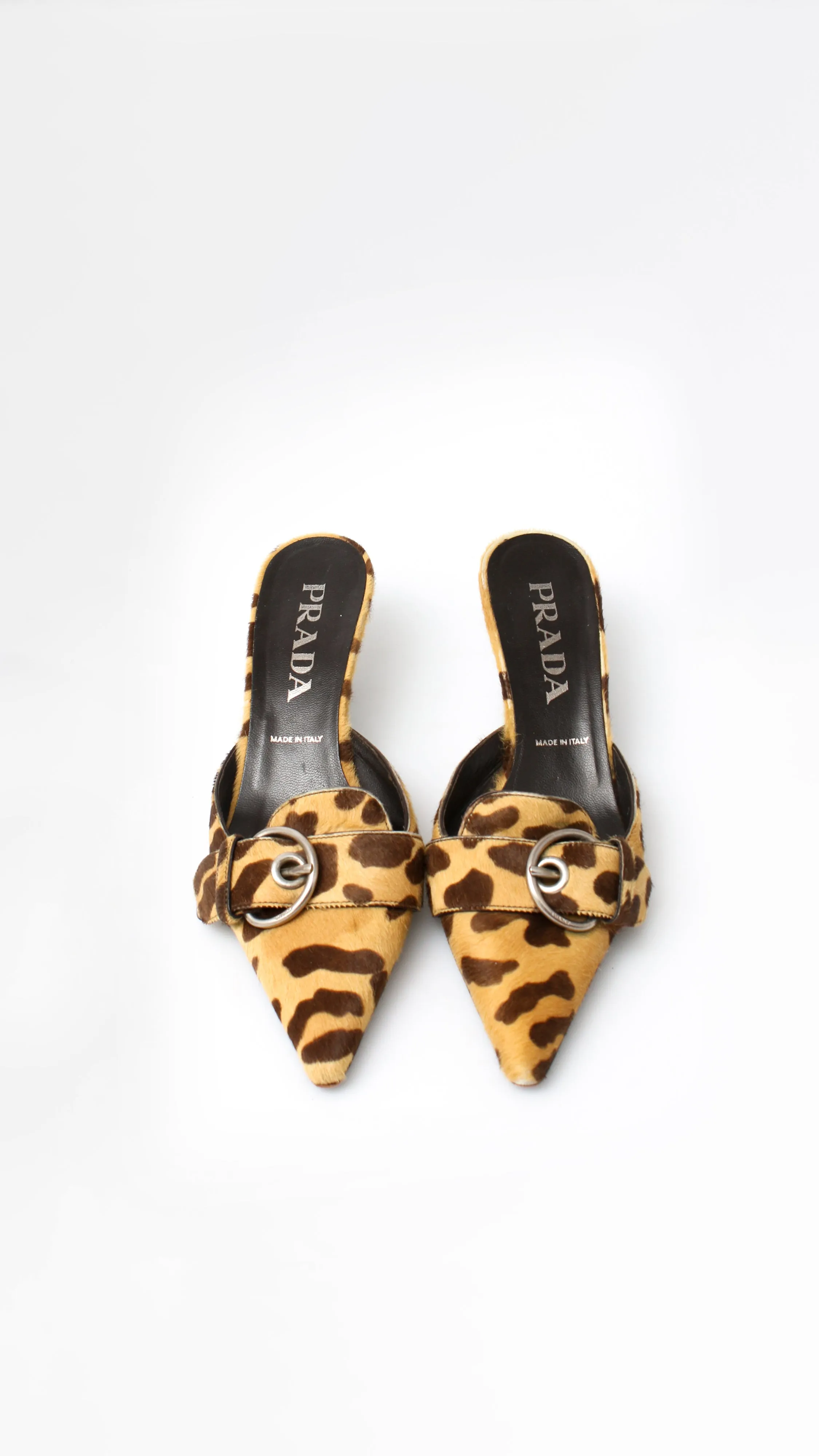Prada Pony Hair Buckle Heels