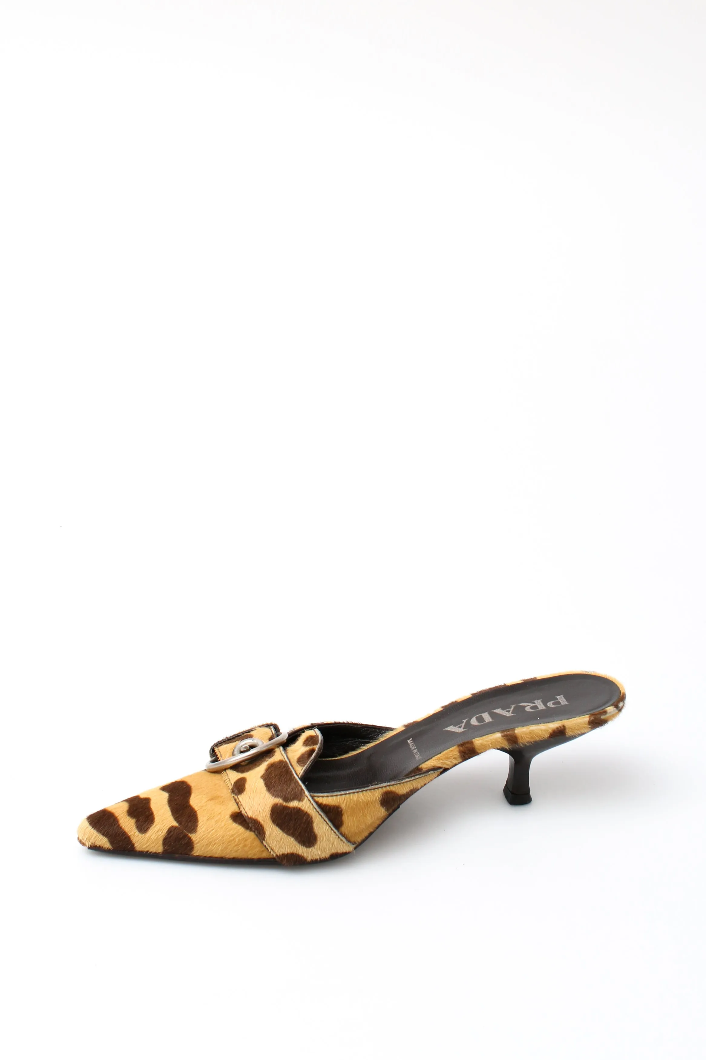 Prada Pony Hair Buckle Heels