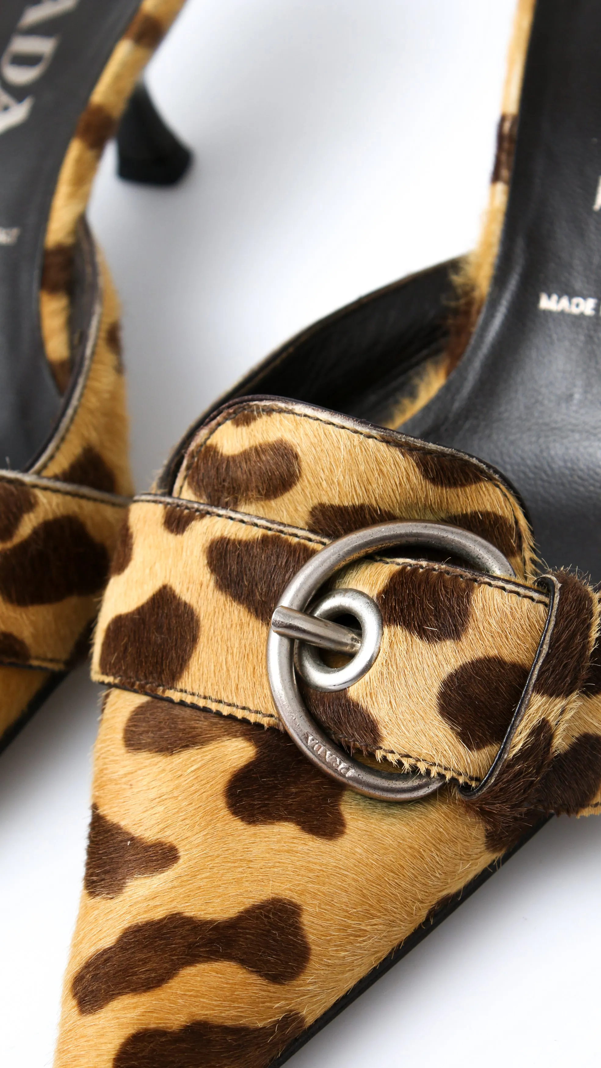 Prada Pony Hair Buckle Heels