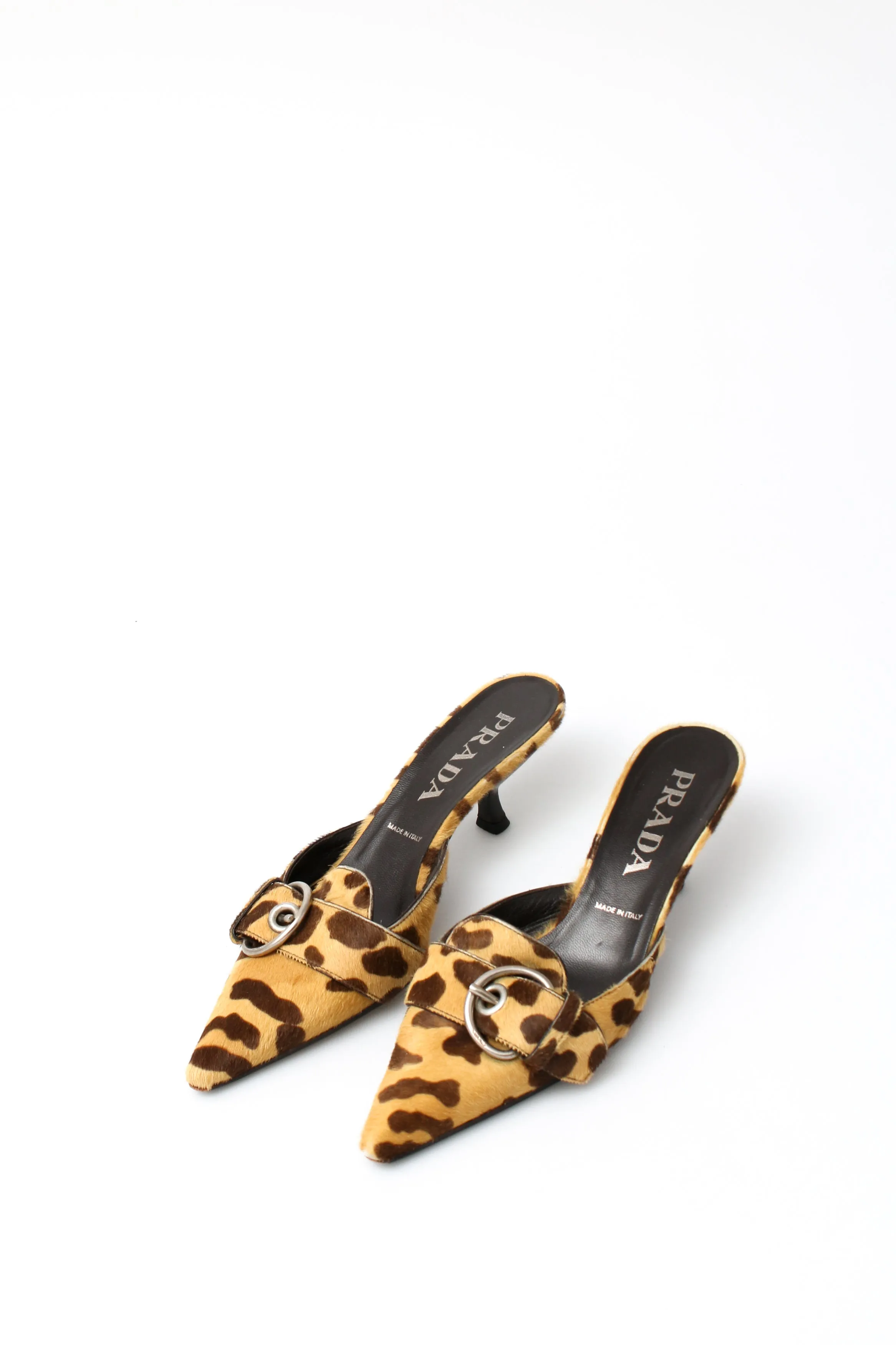 Prada Pony Hair Buckle Heels