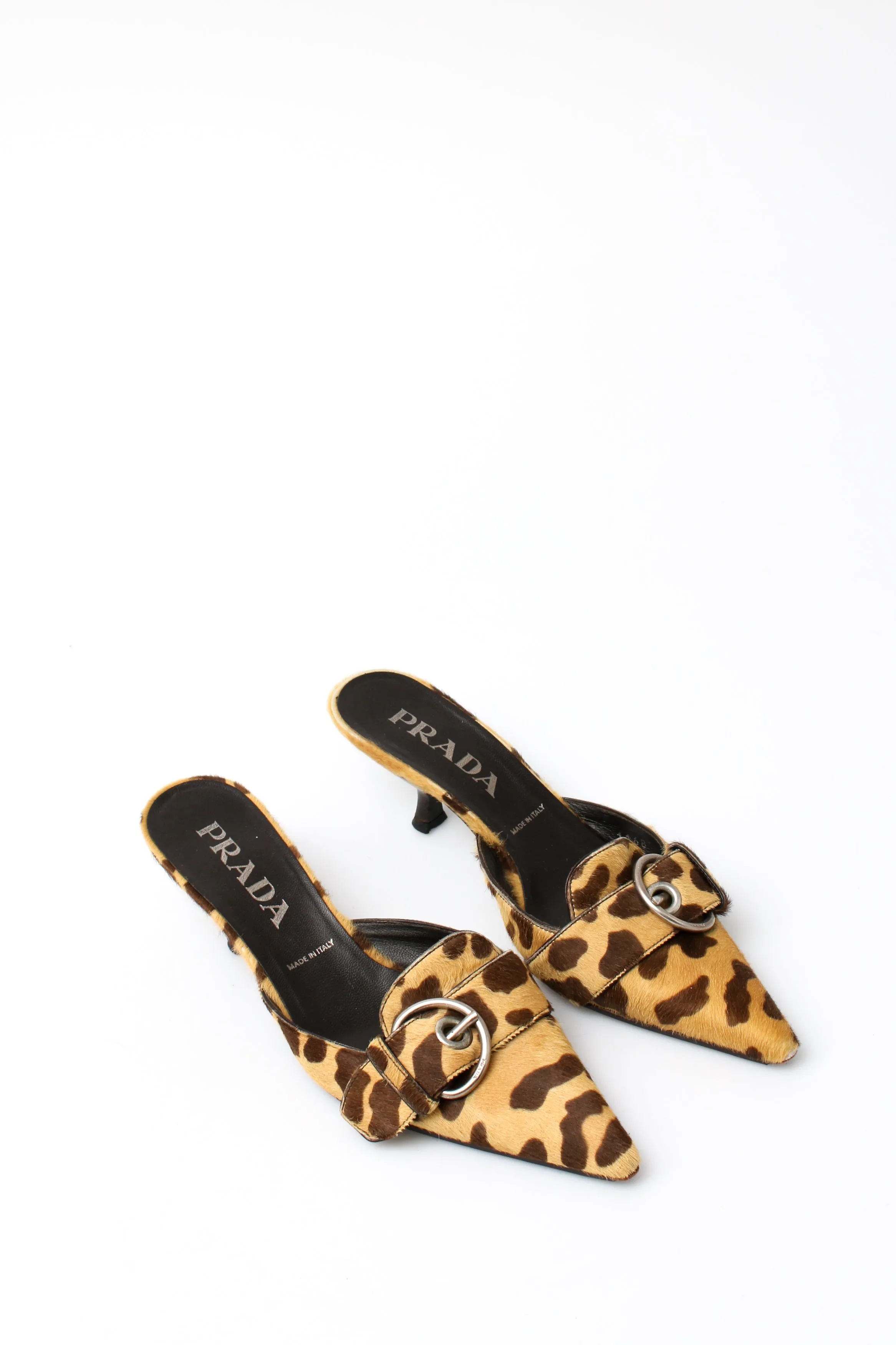 Prada Pony Hair Buckle Heels