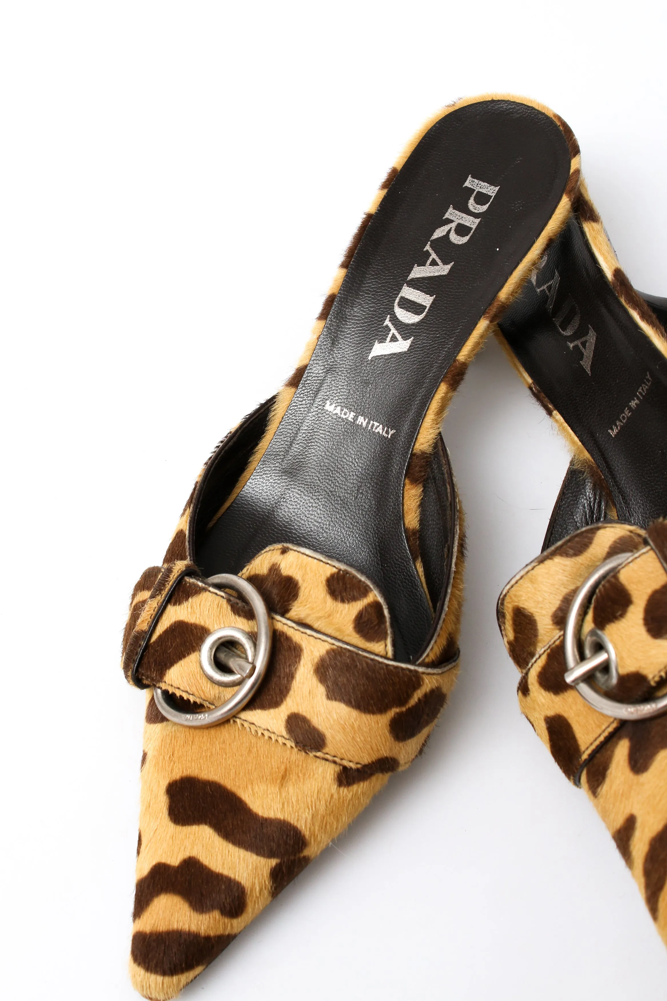 Prada Pony Hair Buckle Heels