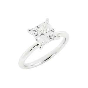 Princess Cut Diamond Ring Sleek Four-Prong Solitaire Setting