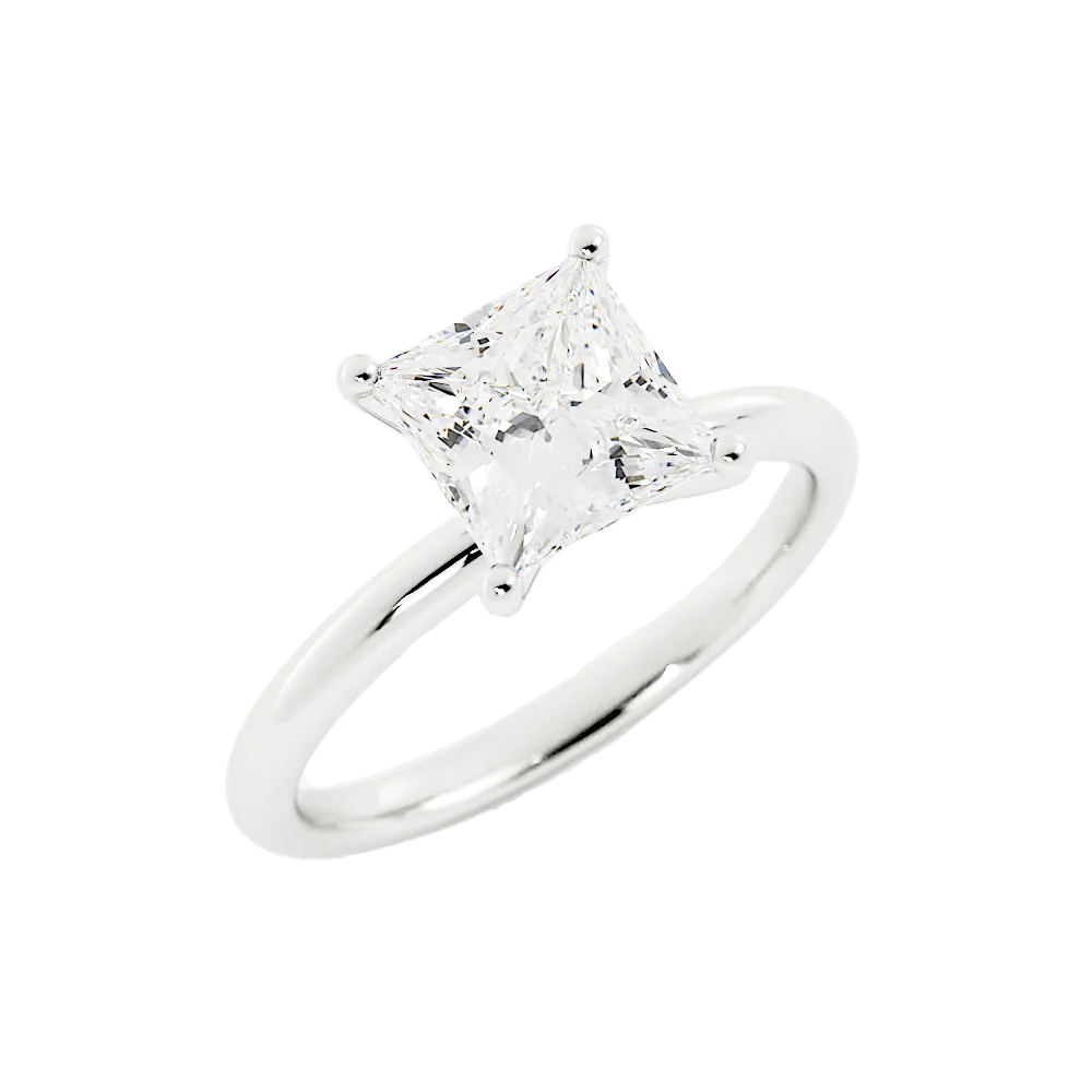 Princess Cut Diamond Ring Sleek Four-Prong Solitaire Setting