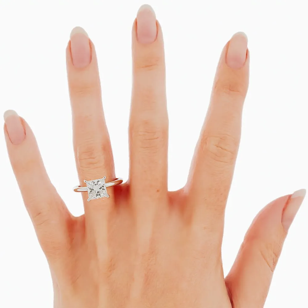 Princess Cut Diamond Ring Sleek Four-Prong Solitaire Setting