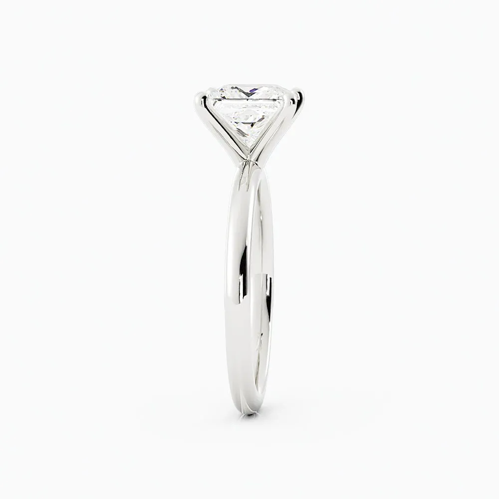 Princess Cut Diamond Ring Sleek Four-Prong Solitaire Setting