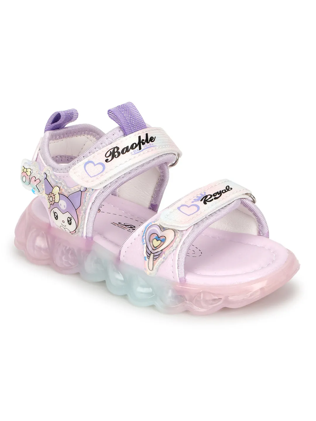Purple PU Velcro With LED Lights Sandals For Kids-Girls (TC-985-PUR)