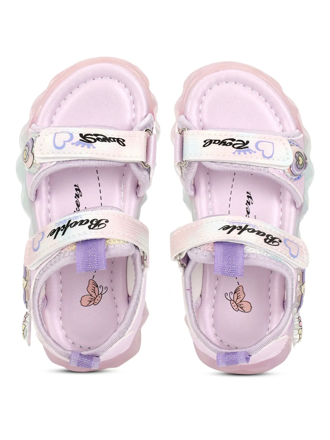 Purple PU Velcro With LED Lights Sandals For Kids-Girls (TC-985-PUR)