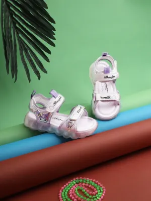 Purple PU Velcro With LED Lights Sandals For Kids-Girls (TC-985-PUR)