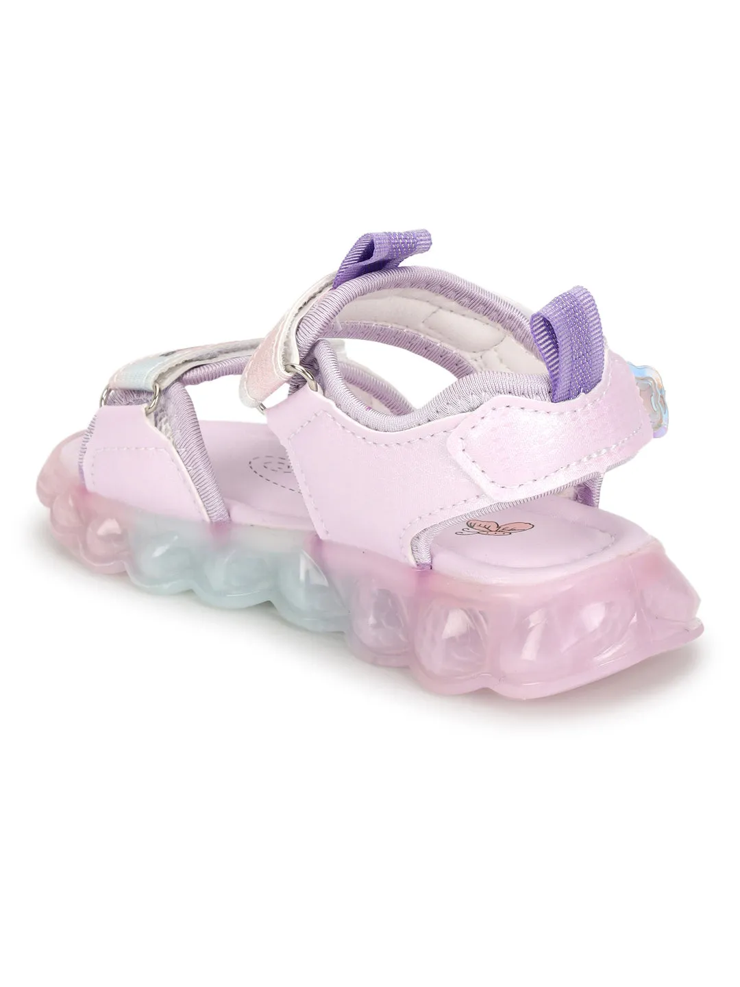 Purple PU Velcro With LED Lights Sandals For Kids-Girls (TC-985-PUR)