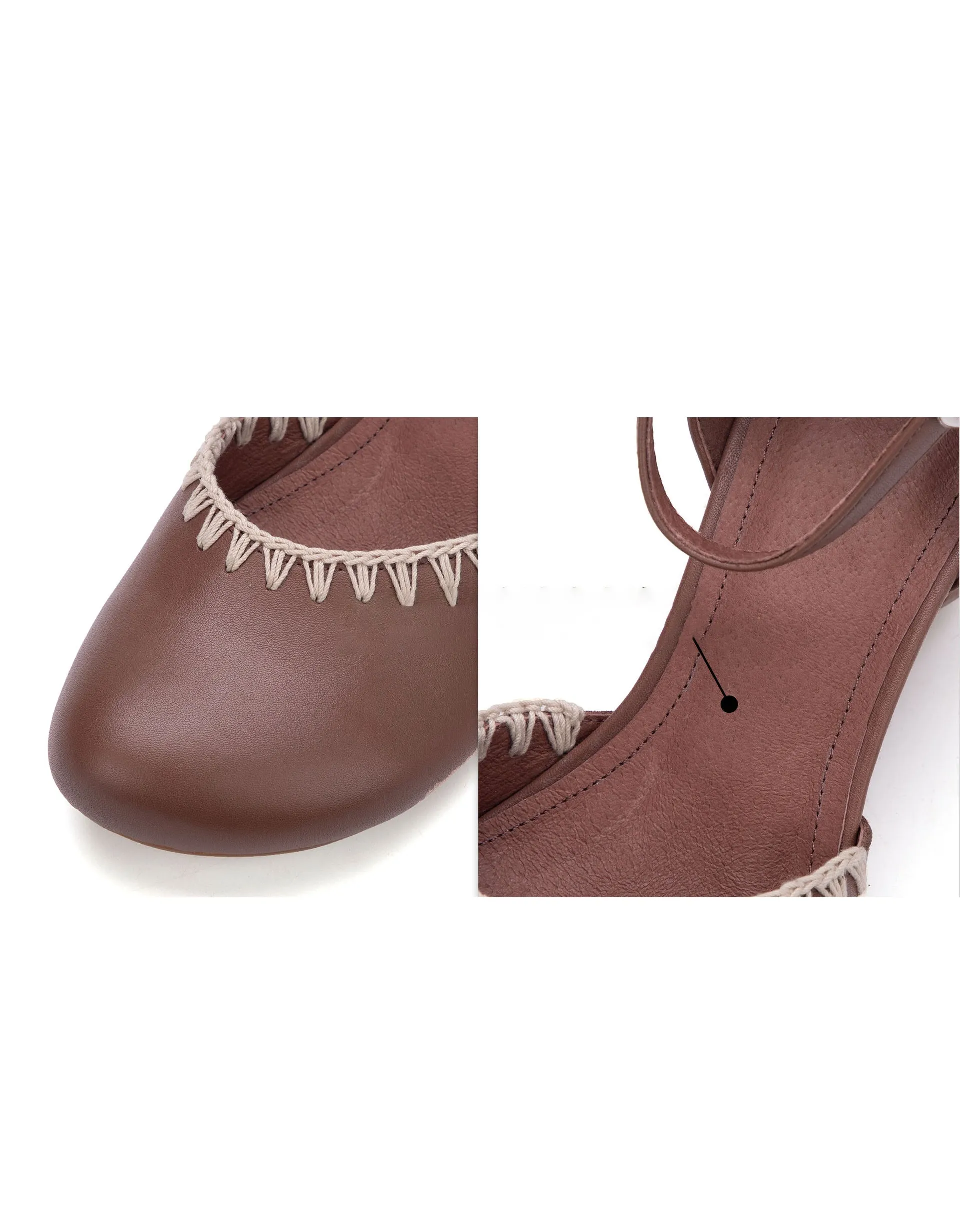Real Leather Embroidery Elegant Chunky Heel Ankle Strap Pumps