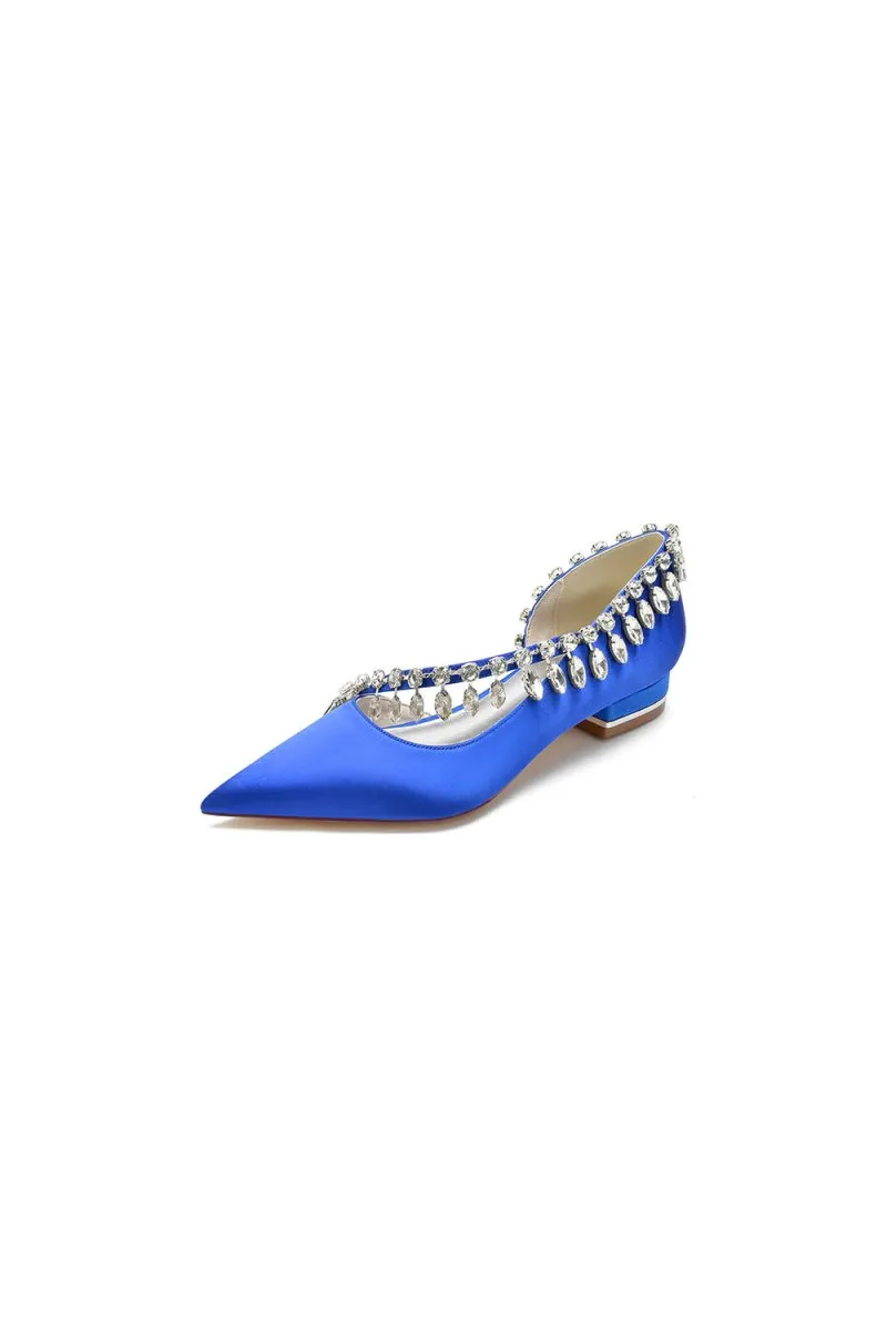 Rhinestone Beaded Pointed Toe Kitten Heels