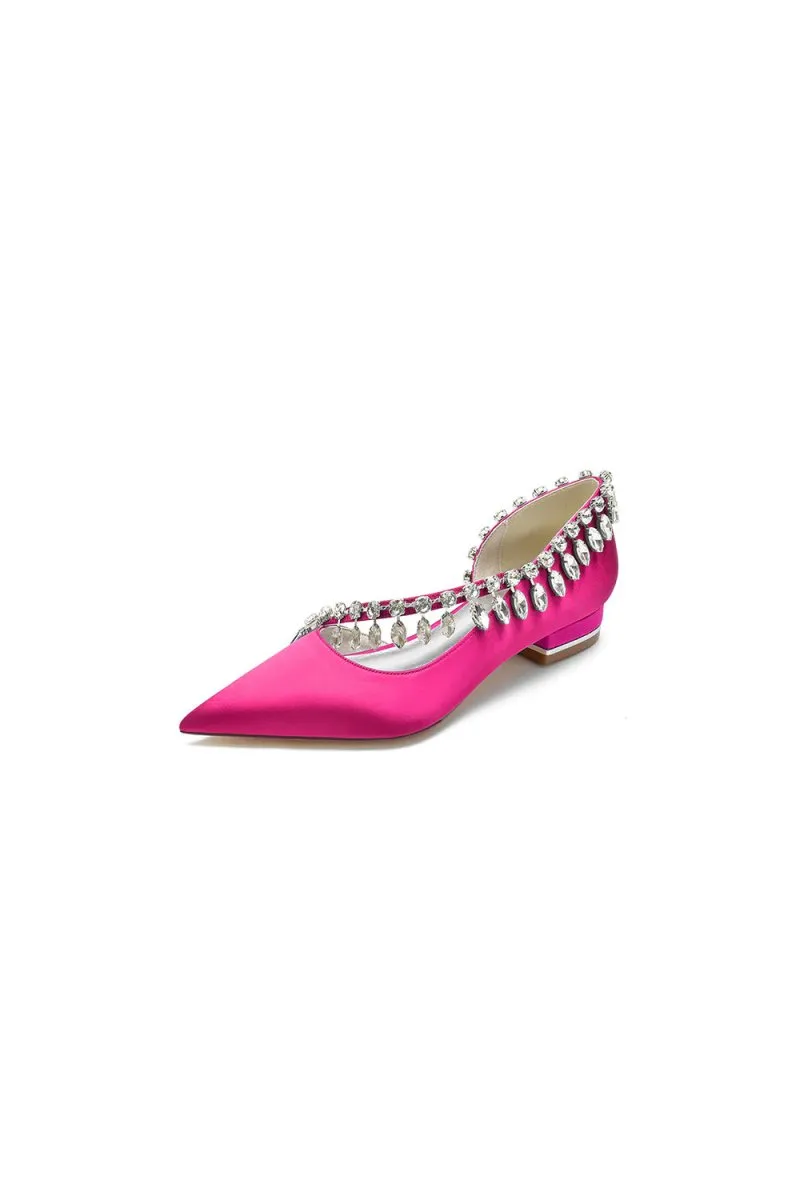 Rhinestone Beaded Pointed Toe Kitten Heels