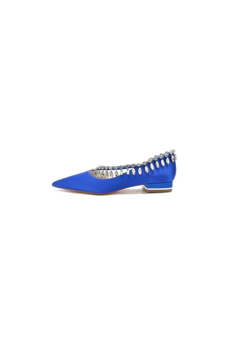 Rhinestone Beaded Pointed Toe Kitten Heels