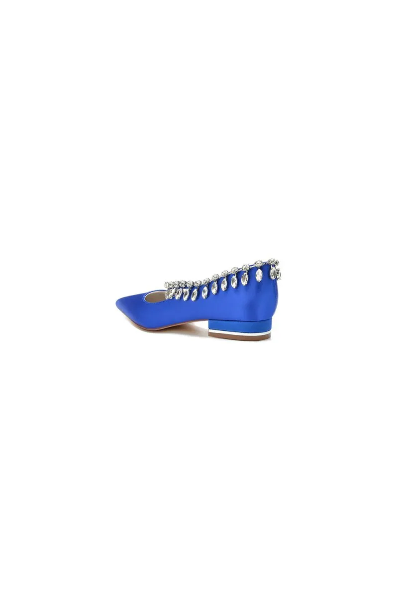 Rhinestone Beaded Pointed Toe Kitten Heels
